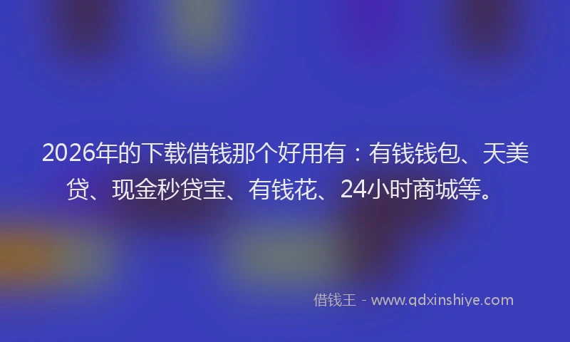 2026年的下载借钱那个好用有:有钱钱包、天美贷、现金秒贷宝、有钱花、24小时商城等。
