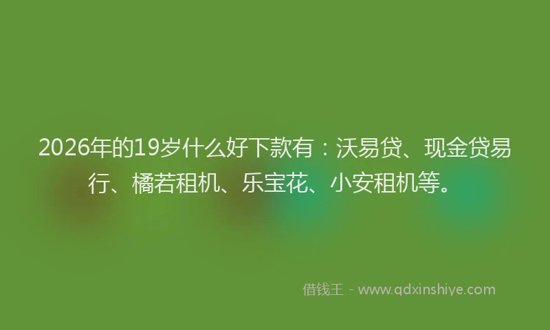 2026年的19岁什么好下款有：沃易贷、现金贷易行、橘若租机、乐宝花、小安租机等。