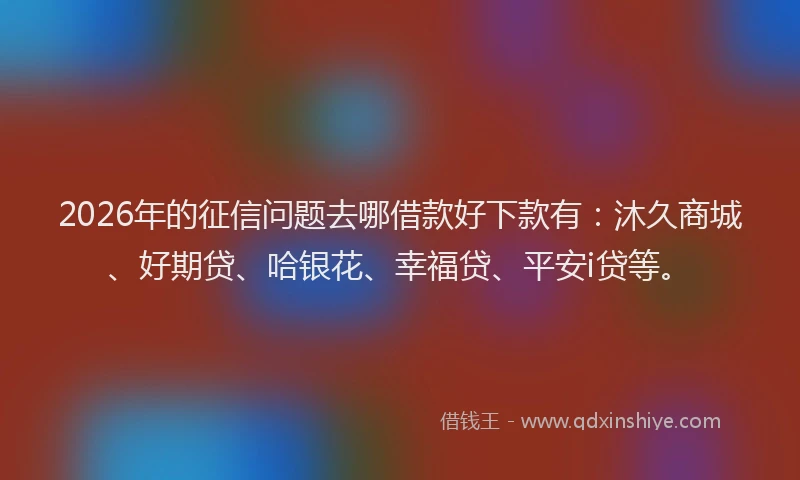 2026年的征信问题去哪借款好下款有：沐久商城、好期贷、哈银花、幸福贷、平安i贷等。