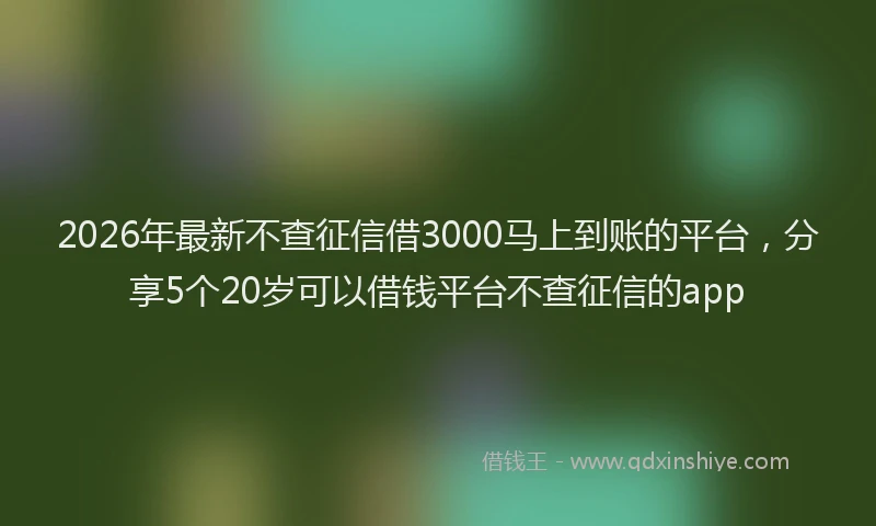 2026年最新不查征信借3000马上到账的平台，分享5个20岁可以借钱平台不查征信的app