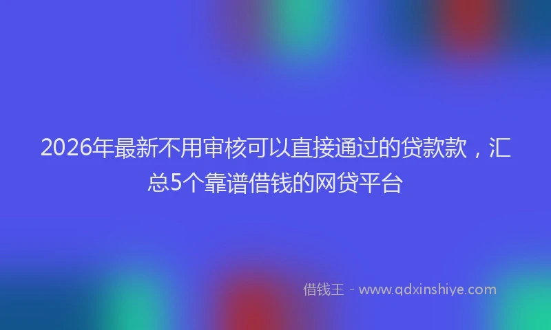 2026年最新不用审核可以直接通过的贷款款,汇总5个靠谱借钱的网贷平台