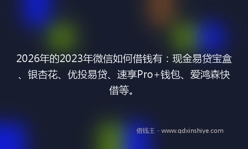 2026年的2023年微信如何借钱有:现金易贷宝盒、银杏花、优投易贷、速享Pro+钱包、爱鸿森快借等。