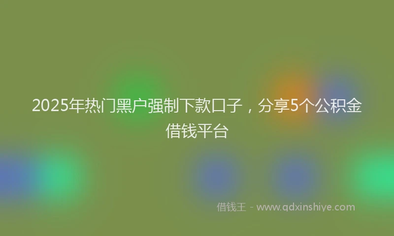 2025年热门黑户强制下款口子,分享5个公积金借钱平台