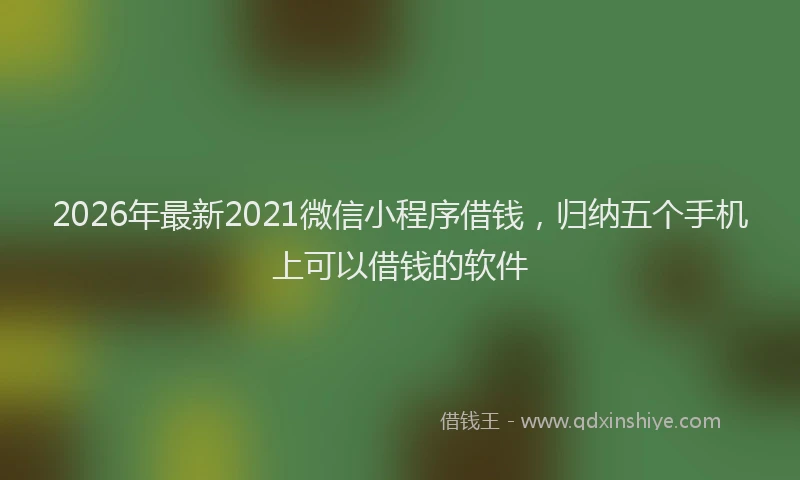 2026年最新2021微信小程序借钱，归纳五个手机上可以借钱的软件
