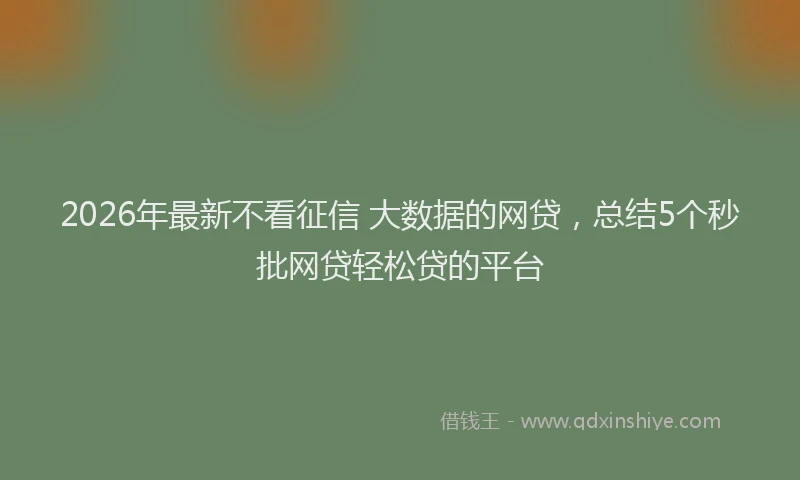 2026年最新不看征信 大数据的网贷，总结5个秒批网贷轻松贷的平台