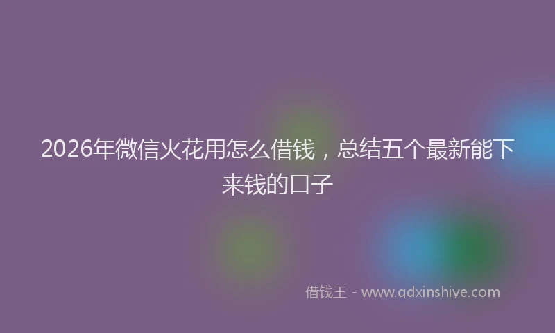 2026年微信火花用怎么借钱,总结五个最新能下来钱的口子