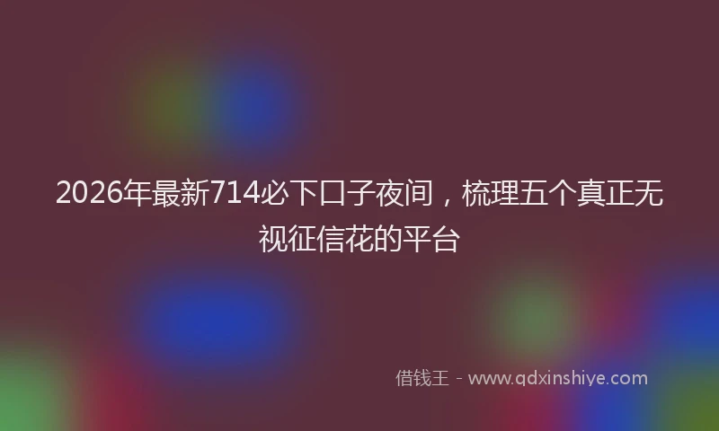 2026年最新714必下口子夜间,梳理五个真正无视征信花的平台
