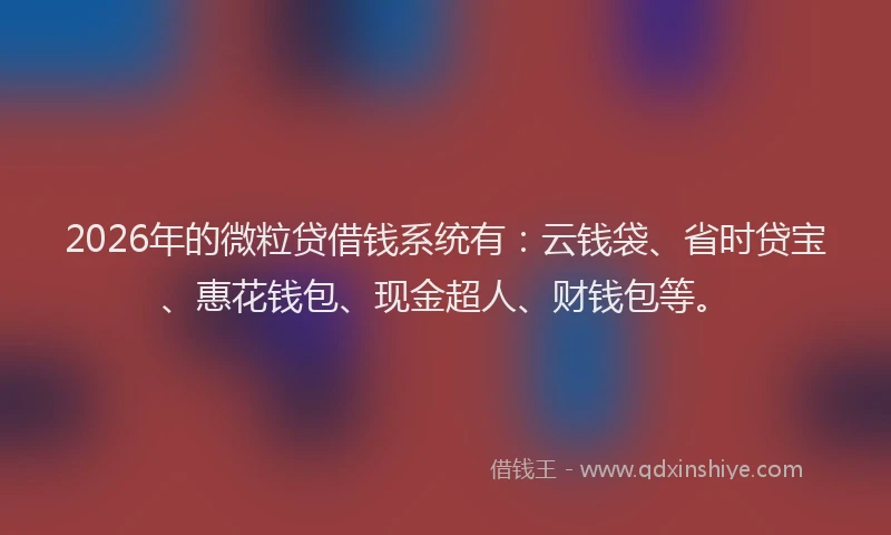 2026年的微粒贷借钱系统有：云钱袋、省时贷宝、惠花钱包、现金超人、财钱包等。