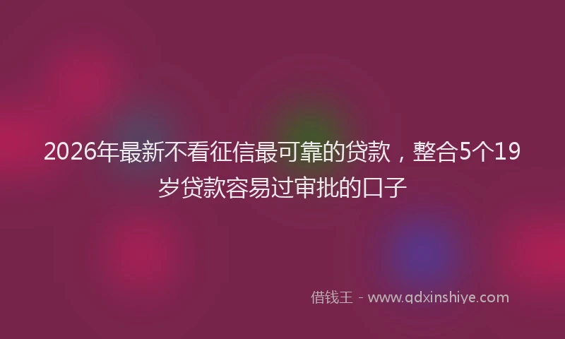 2026年最新不看征信最可靠的贷款,整合5个19岁贷款容易过审批的口子