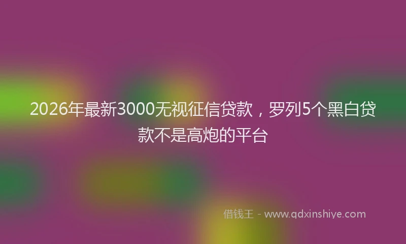 2026年最新3000无视征信贷款，罗列5个黑白贷款不是高炮的平台