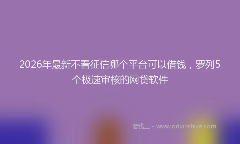 2026年最新不看征信哪个平台可以借钱，罗列5个极速审核的网贷软件