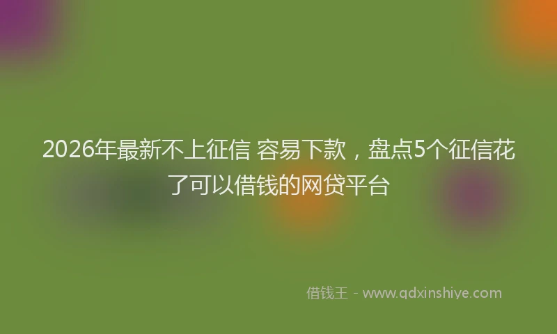 2026年最新不上征信 容易下款，盘点5个征信花了可以借钱的网贷平台