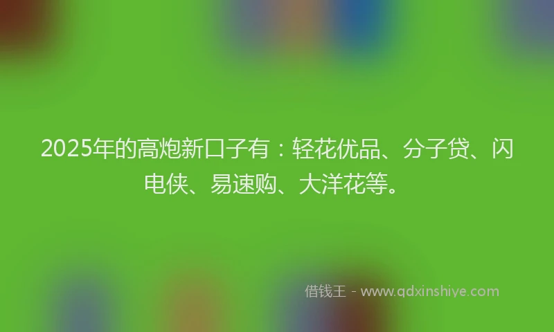 2025年的高炮新口子有:轻花优品、分子贷、闪电侠、易速购、大洋花等。