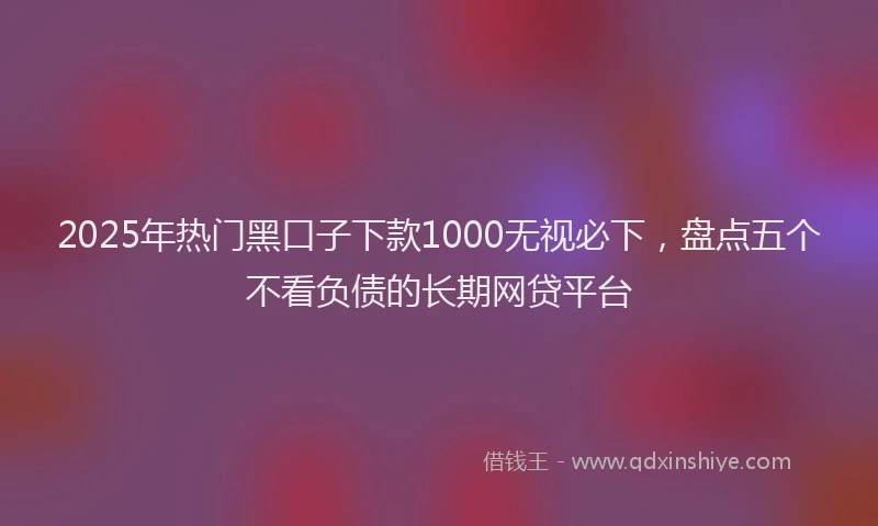 2025年热门黑口子下款1000无视必下，盘点五个不看负债的长期网贷平台
