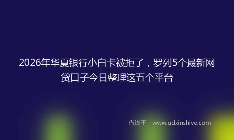 2026年华夏银行小白卡被拒了，罗列5个最新网贷口子今日整理这五个平台