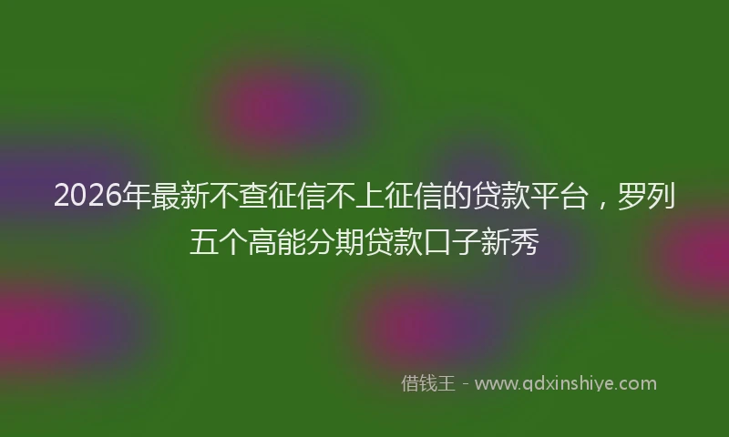 2026年最新不查征信不上征信的贷款平台，罗列五个高能分期贷款口子新秀