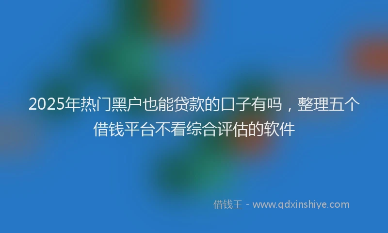 2025年热门黑户也能贷款的口子有吗，整理五个借钱平台不看综合评估的软件