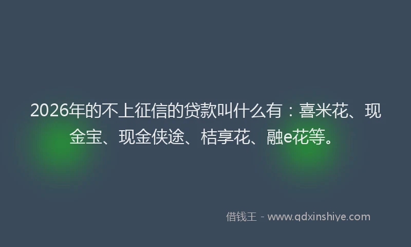 2026年的不上征信的贷款叫什么有:喜米花、现金宝、现金侠途、桔享花、融e花等。