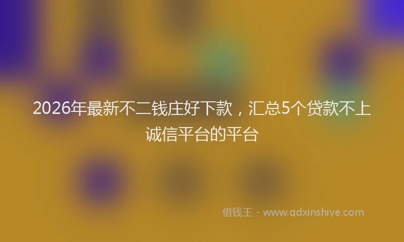 2026年最新不二钱庄好下款，汇总5个贷款不上诚信平台的平台