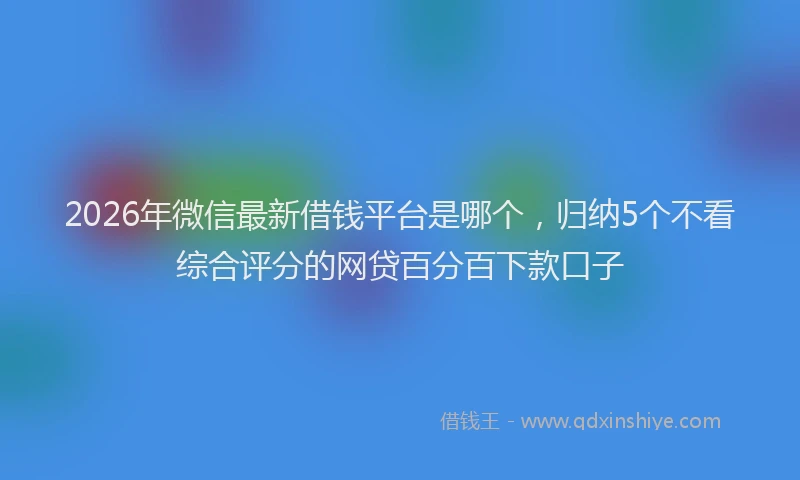 2026年微信最新借钱平台是哪个，归纳5个不看综合评分的网贷百分百下款口子
