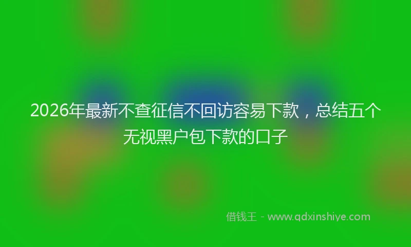 2026年最新不查征信不回访容易下款，总结五个无视黑户包下款的口子