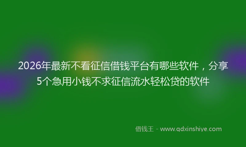 2026年最新不看征信借钱平台有哪些软件，分享5个急用小钱不求征信流水轻松贷的软件