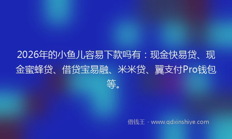 2026年的小鱼儿容易下款吗有:现金快易贷、现金蜜蜂贷、借贷宝易融、米米贷、翼支付Pro钱包等。