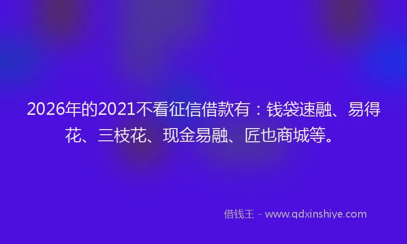 2026年的2021不看征信借款有：钱袋速融、易得花、三枝花、现金易融、匠也商城等。