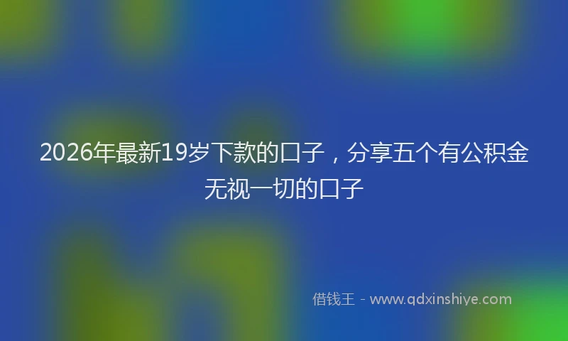 2026年最新19岁下款的口子，分享五个有公积金无视一切的口子