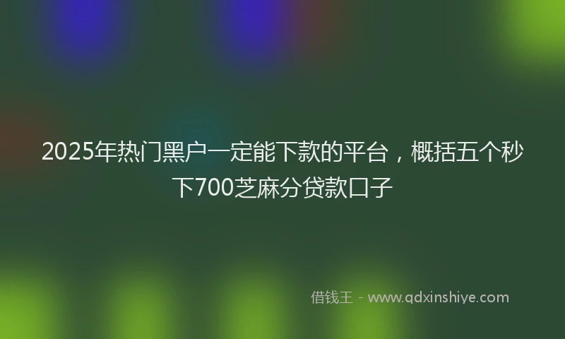 2025年热门黑户一定能下款的平台，概括五个秒下700芝麻分贷款口子