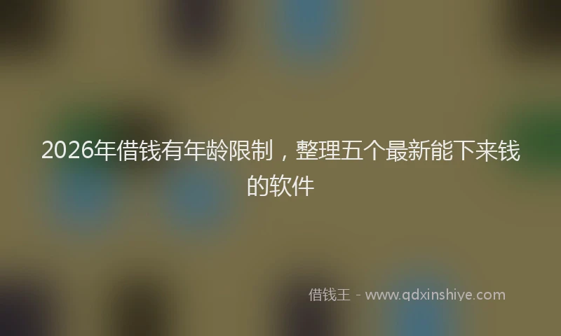 2026年借钱有年龄限制，整理五个最新能下来钱的软件