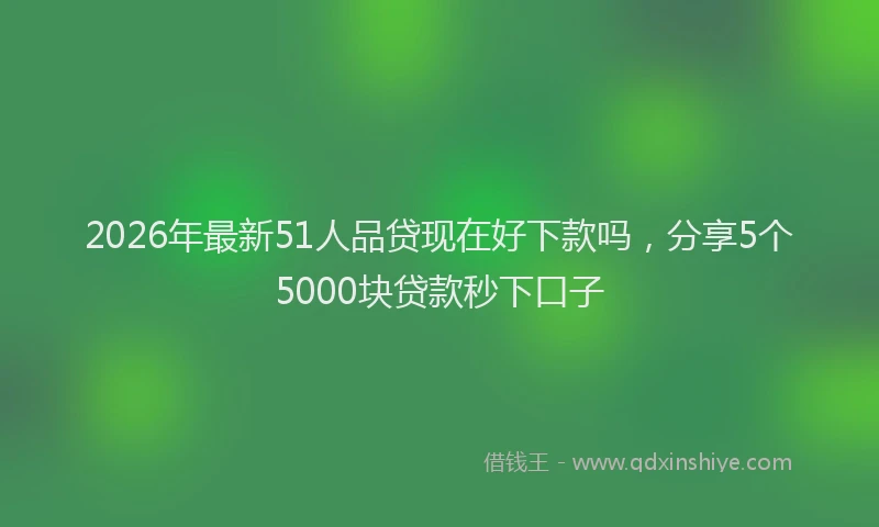 2026年最新51人品贷现在好下款吗，分享5个5000块贷款秒下口子