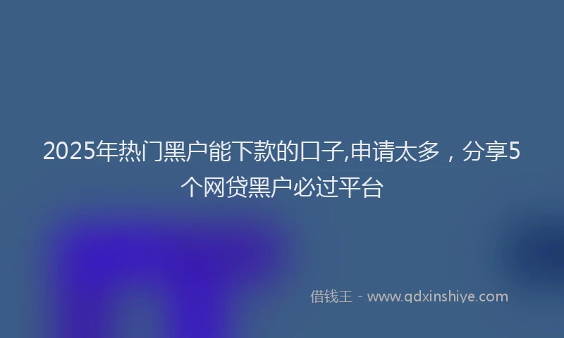 2025年热门黑户能下款的口子,申请太多，分享5个网贷黑户必过平台