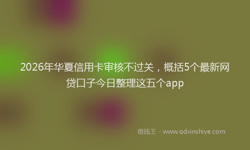 2026年华夏信用卡审核不过关，概括5个最新网贷口子今日整理这五个app