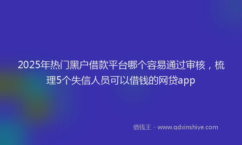 2025年热门黑户借款平台哪个容易通过审核，梳理5个失信人员可以借钱的网贷app
