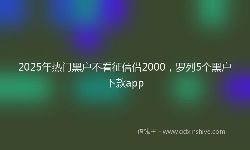 2025年热门黑户不看征信借2000，罗列5个黑户下款app