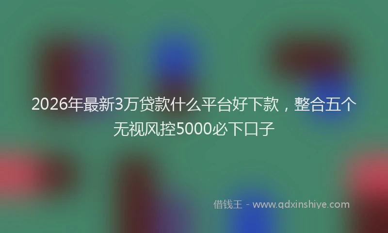 2026年最新3万贷款什么平台好下款，整合五个无视风控5000必下口子