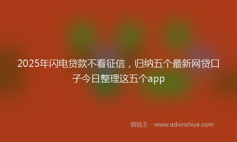 2025年闪电贷款不看征信，归纳五个最新网贷口子今日整理这五个app