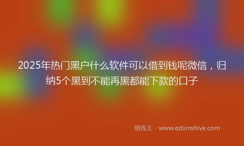 2025年热门黑户什么软件可以借到钱呢微信，归纳5个黑到不能再黑都能下款的口子