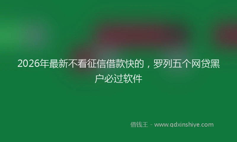2026年最新不看征信借款快的,罗列五个网贷黑户必过软件