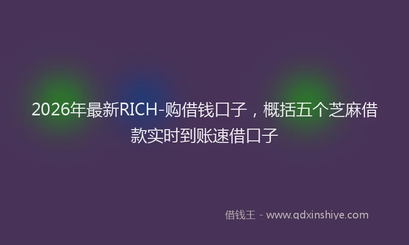 2026年最新RICH-购借钱口子，概括五个芝麻借款实时到账速借口子