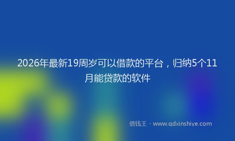 2026年最新19周岁可以借款的平台，归纳5个11月能贷款的软件