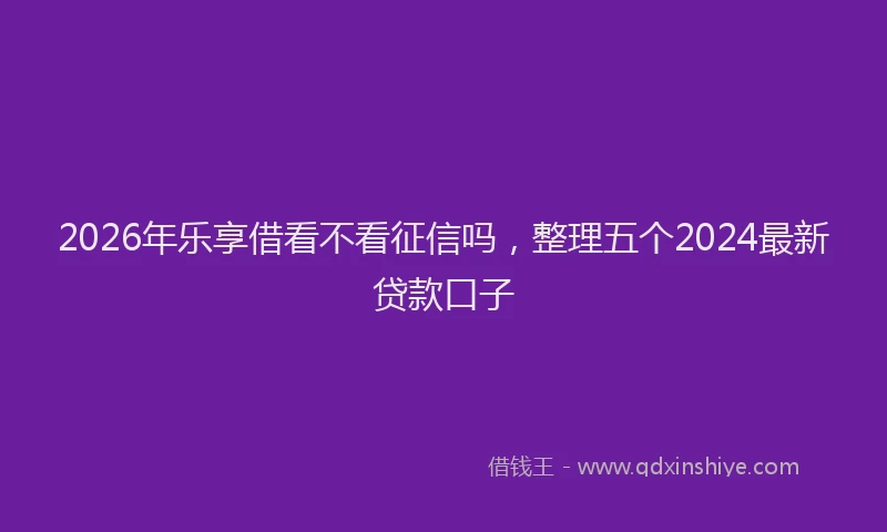 2026年乐享借看不看征信吗，整理五个2024最新贷款口子