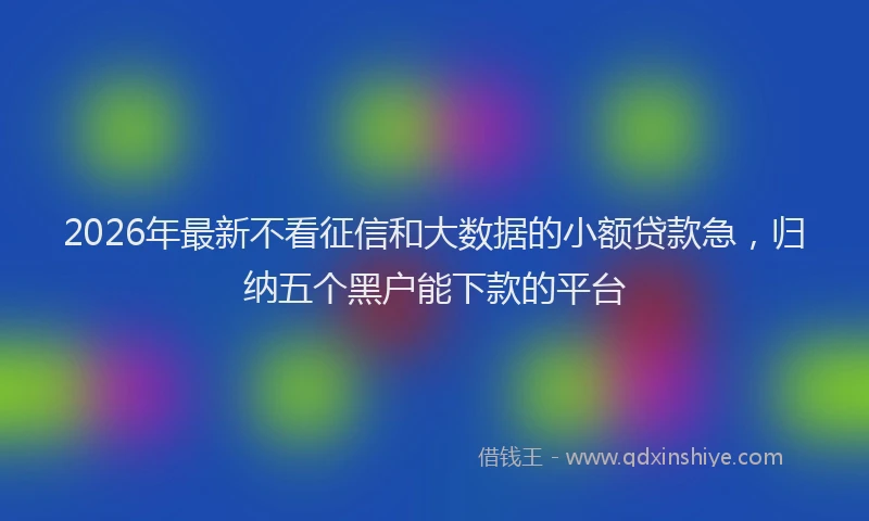 2026年最新不看征信和大数据的小额贷款急，归纳五个黑户能下款的平台