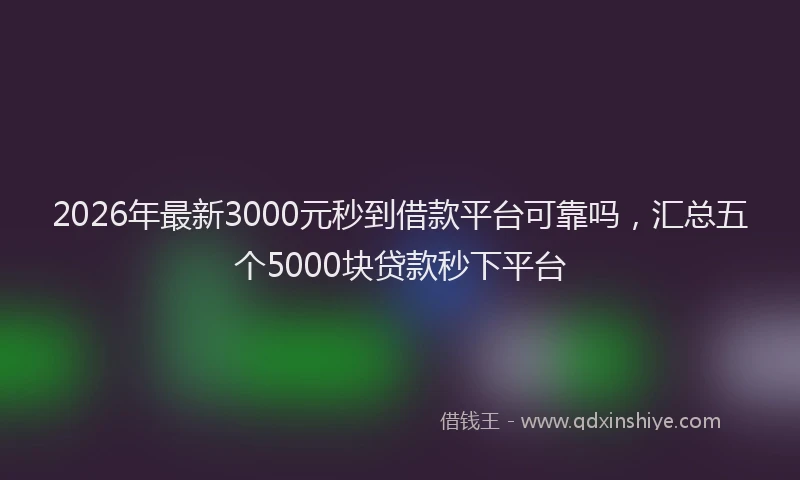 2026年最新3000元秒到借款平台可靠吗，汇总五个5000块贷款秒下平台