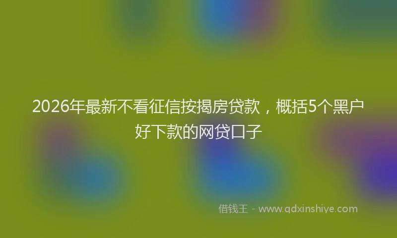 2026年最新不看征信按揭房贷款,概括5个黑户好下款的网贷口子