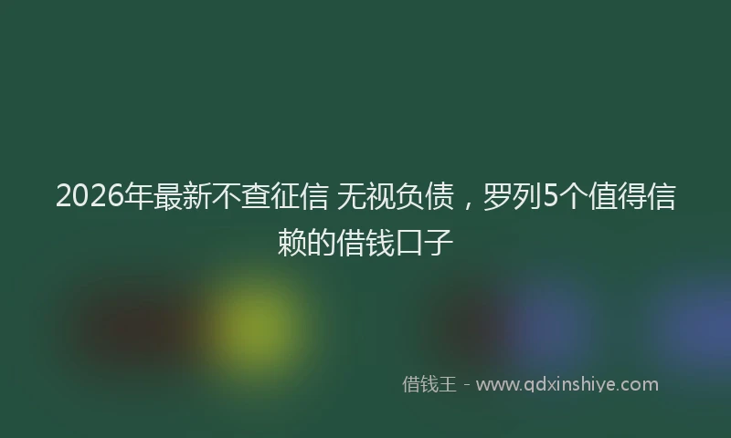 2026年最新不查征信 无视负债，罗列5个值得信赖的借钱口子