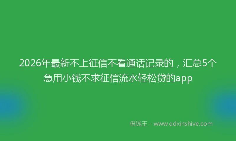 2026年最新不上征信不看通话记录的，汇总5个急用小钱不求征信流水轻松贷的app