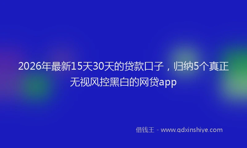 2026年最新15天30天的贷款口子,归纳5个真正无视风控黑白的网贷app