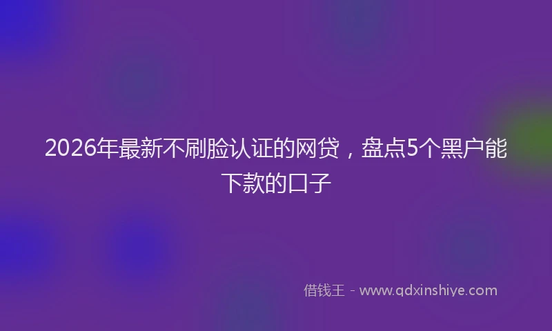 2026年最新不刷脸认证的网贷，盘点5个黑户能下款的口子